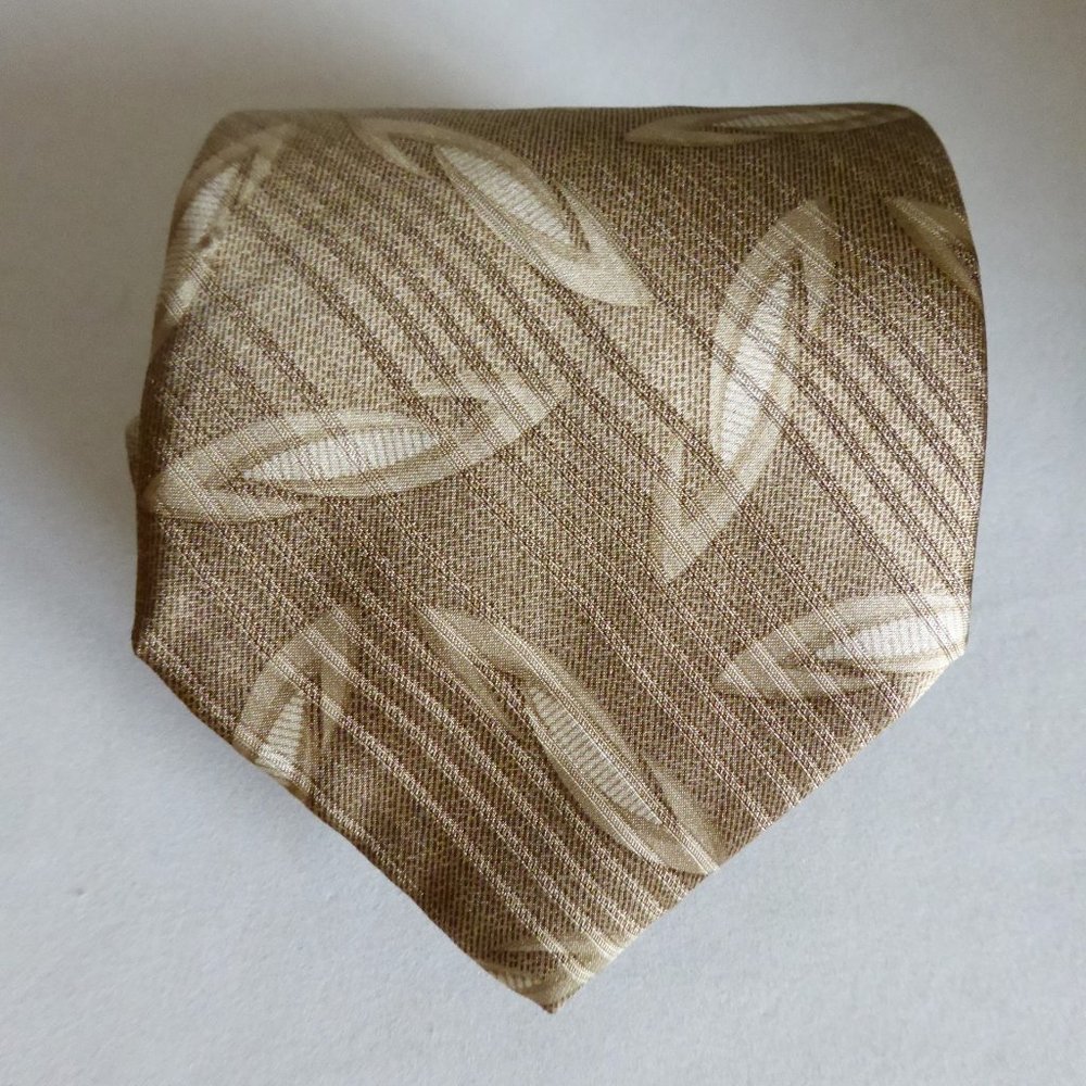 BETTINI BRAND MENS 100% SILK GOLD PATTERN TIE ITALY (PRE-OWNED)